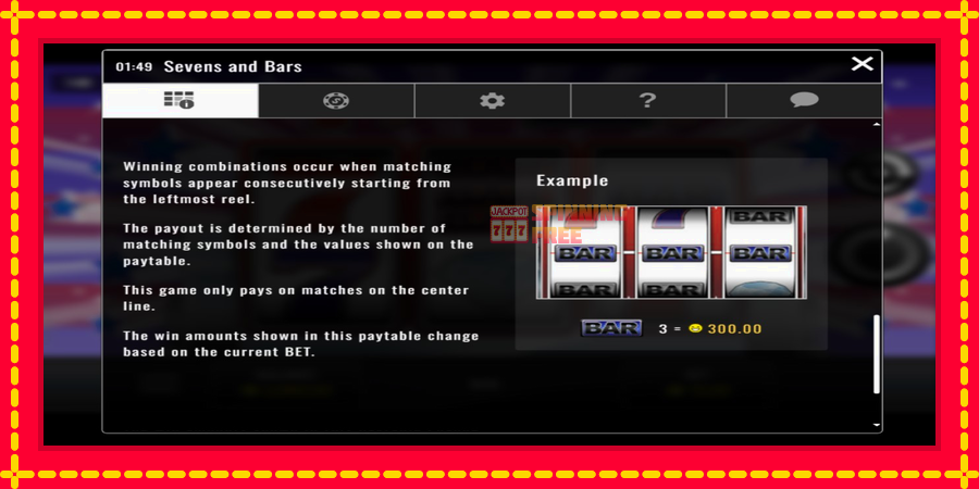 Sevens and Bars mesin slot dengan animasi cerah, gambar 4