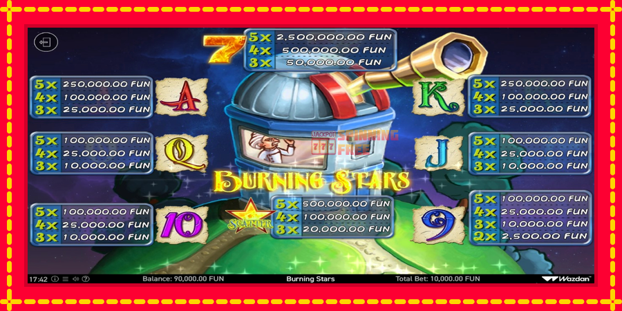 Burning Stars mesin slot dengan animasi cerah, gambar 3