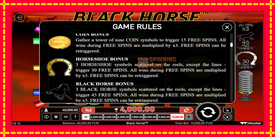 Black Horse mesin slot dengan animasi cerah, gambar 3