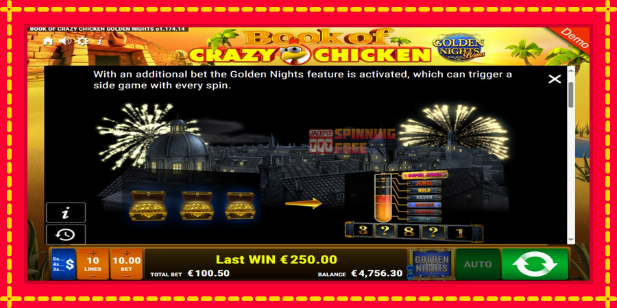 Book of Crazy Chicken Golden Nights mesin slot dengan animasi cerah, gambar 6