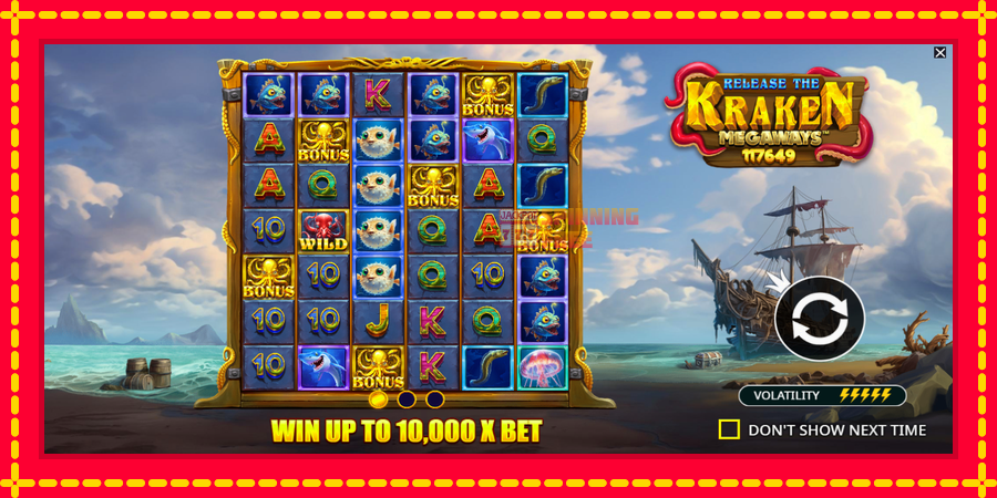 Release the Kraken Megaways mesin slot dengan animasi cerah, gambar 1