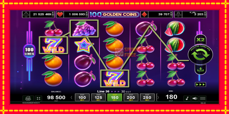 100 Golden Coins mesin slot dengan animasi cerah, gambar 3