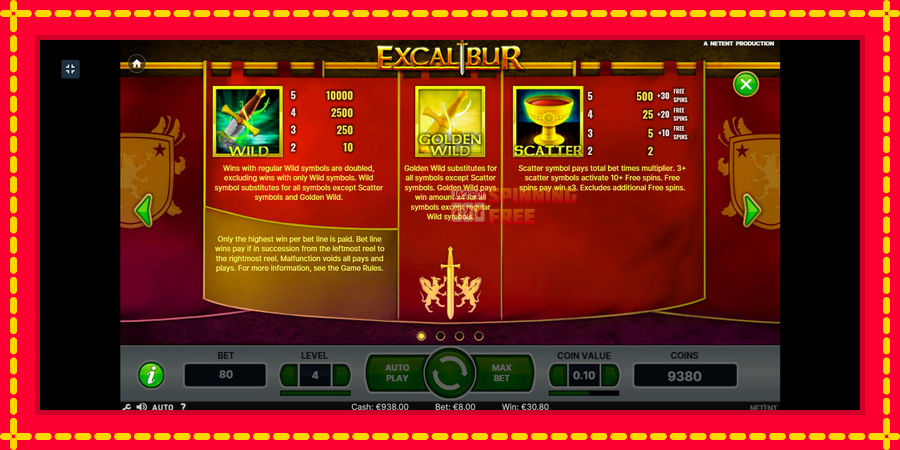 Excalibur mesin slot dengan animasi cerah, gambar 6