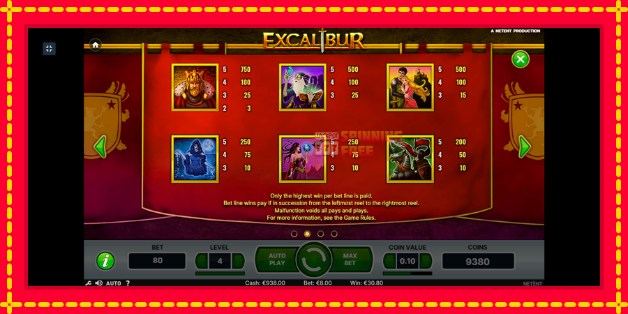 Excalibur mesin slot dengan animasi cerah, gambar 7