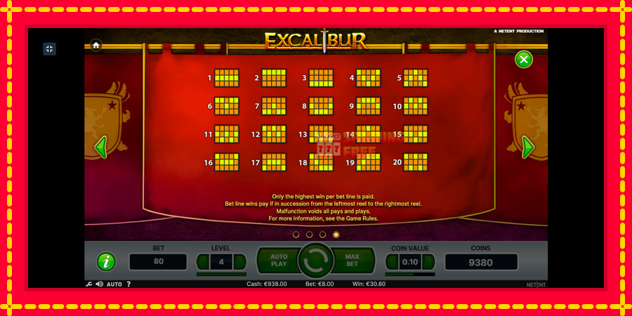 Excalibur mesin slot dengan animasi cerah, gambar 9