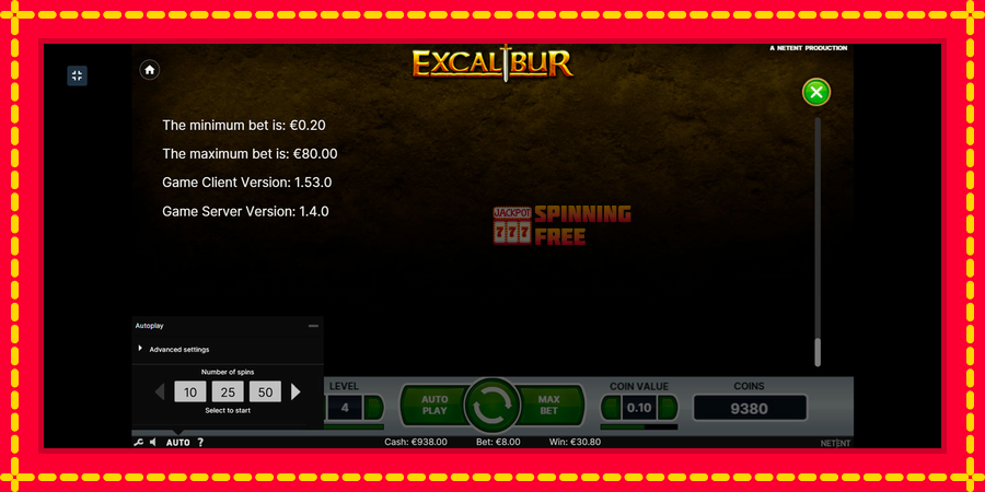 Excalibur mesin slot dengan animasi cerah, gambar 10