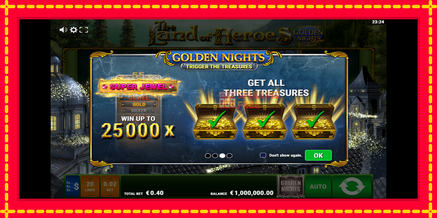 The Land of Heroes Golden Nights mesin slot dengan animasi cerah, gambar 1