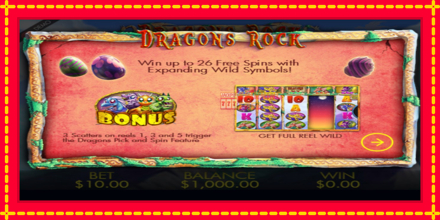 Dragons Rock mesin slot dengan animasi cerah, gambar 1