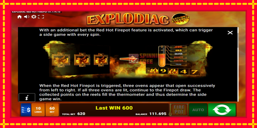 Explodiac Red Hot Firepot mesin slot dengan animasi cerah, gambar 7