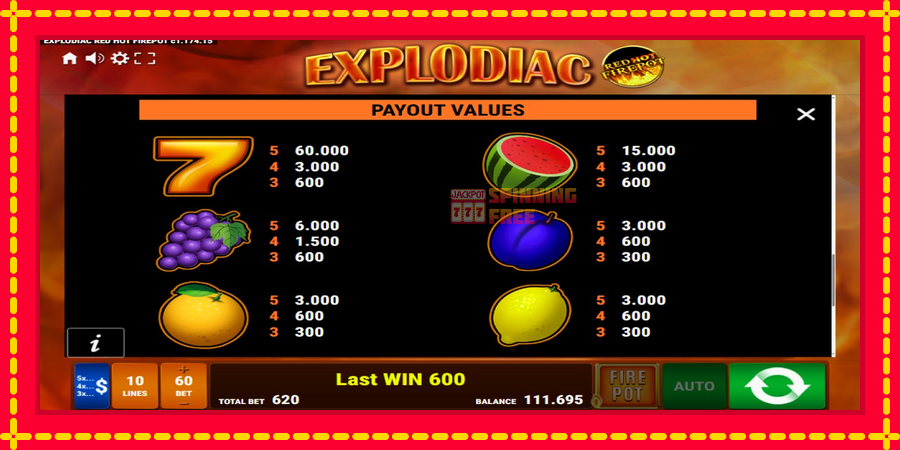 Explodiac Red Hot Firepot mesin slot dengan animasi cerah, gambar 9