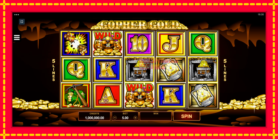 Gopher Gold mesin slot dengan animasi cerah, gambar 1