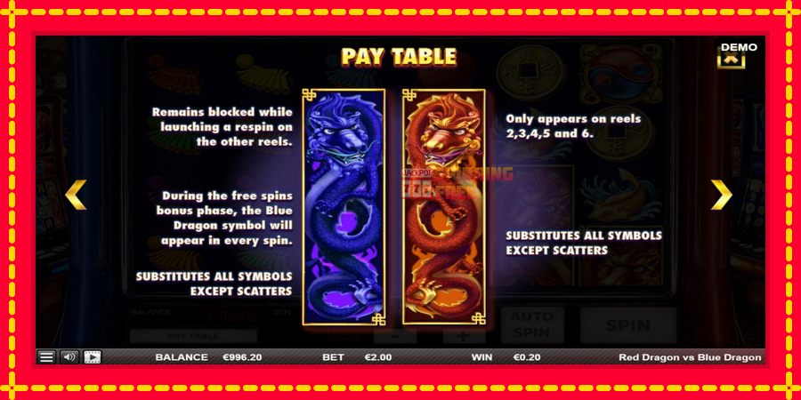 Red Dragon vs Blue Dragon mesin slot dengan animasi cerah, gambar 5