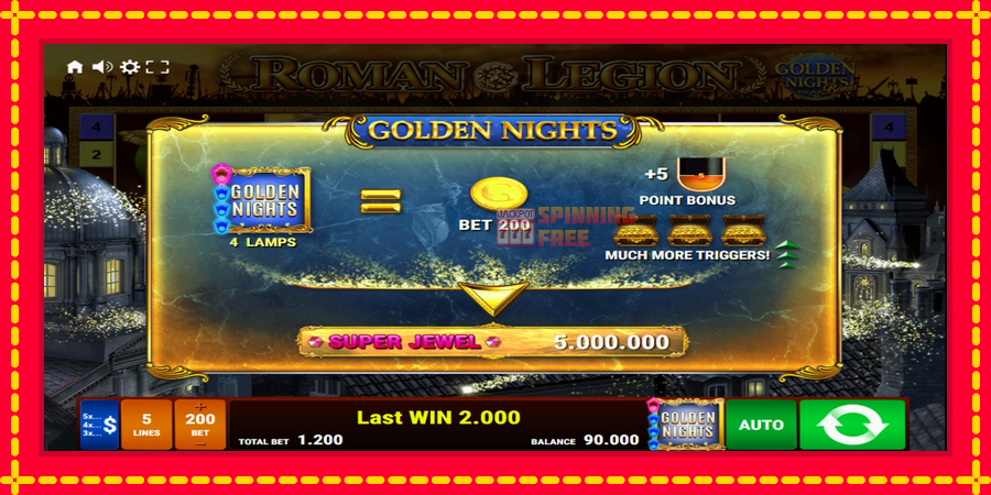 Roman Legion Golden Nights mesin slot dengan animasi cerah, gambar 5