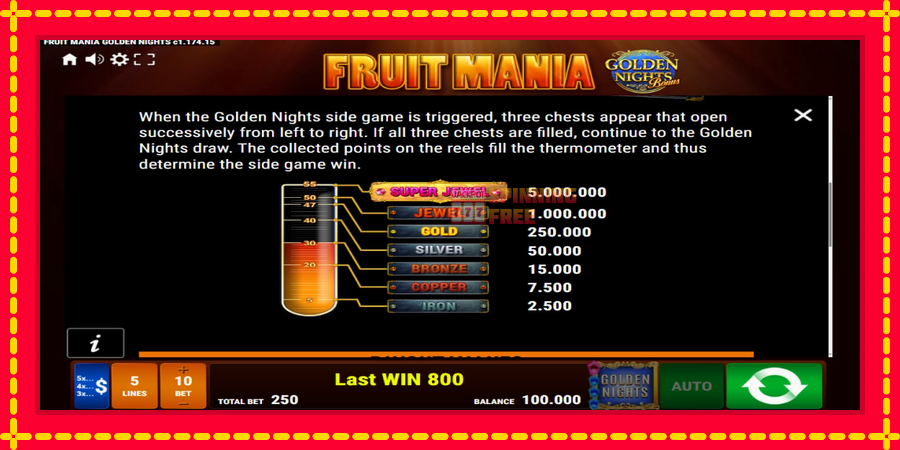 Fruit Mania Golden Nights mesin slot dengan animasi cerah, gambar 6