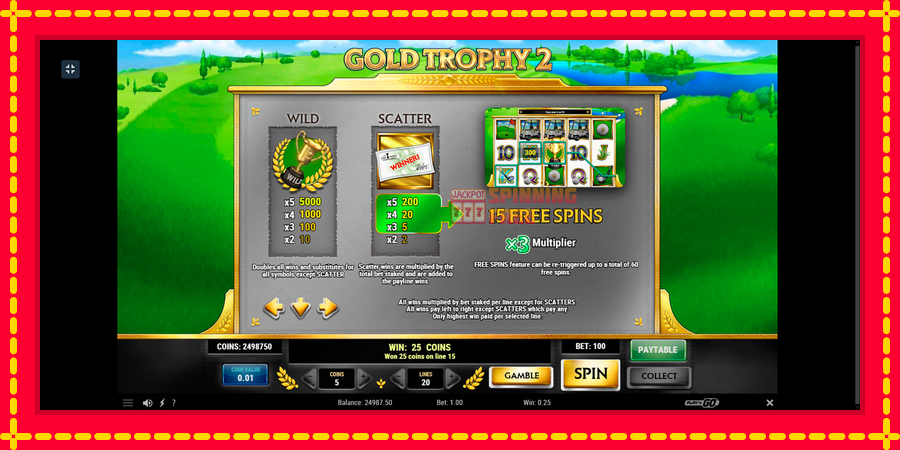 Gold Trophy 2 mesin slot dengan animasi cerah, gambar 6