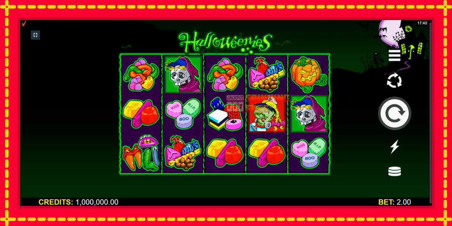 Halloweenies mesin slot dengan animasi cerah, gambar 1