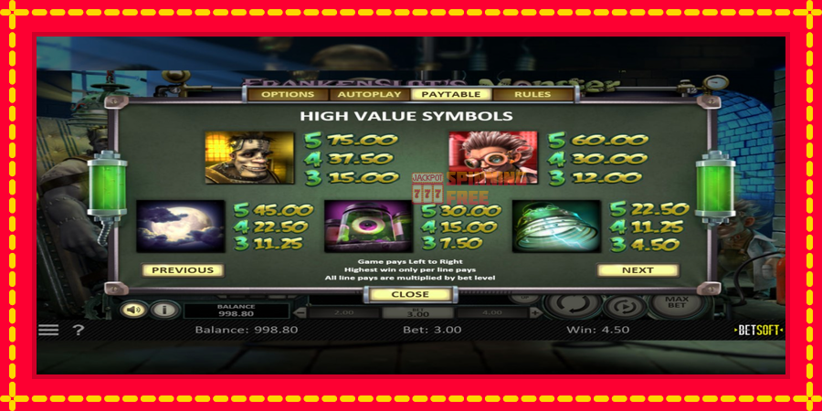 Frankenslots Monster mesin slot dengan animasi cerah, gambar 6