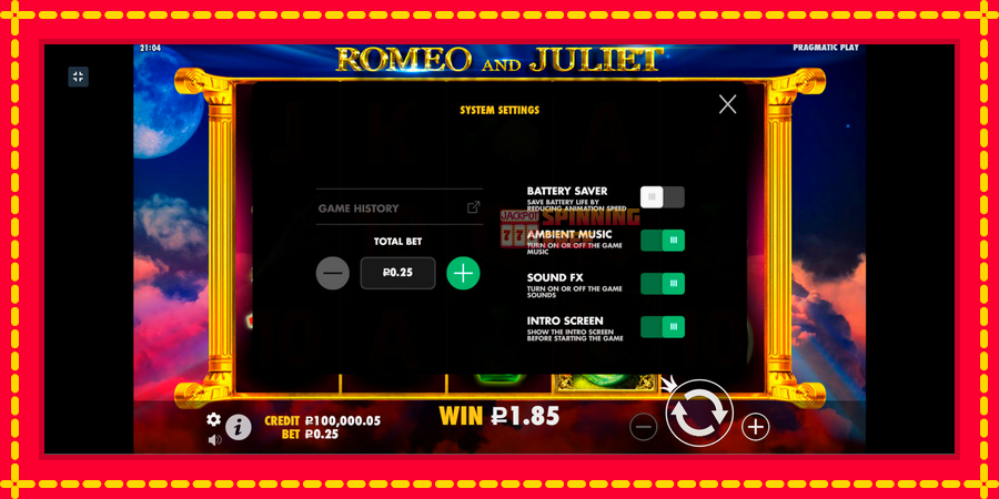 Romeo and Juliet mesin slot dengan animasi cerah, gambar 4