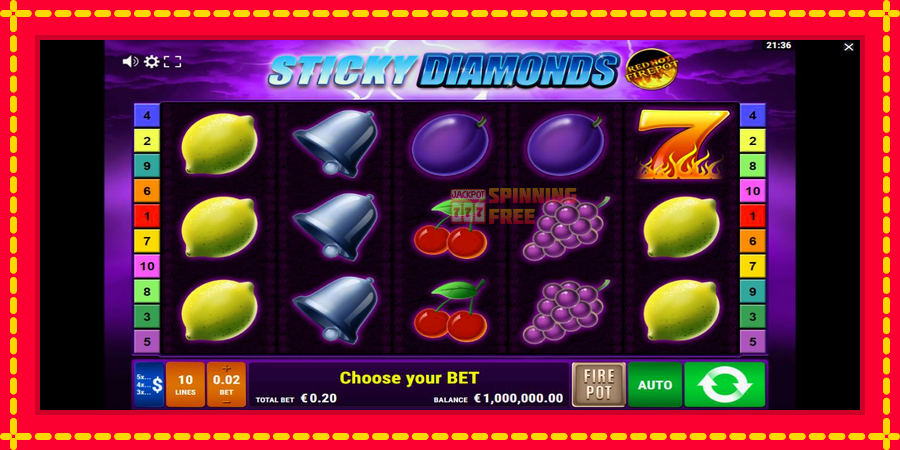 Sticky Diamonds Red Hot Firepot mesin slot dengan animasi cerah, gambar 1