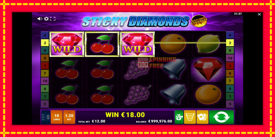 Sticky Diamonds Red Hot Firepot mesin slot dengan animasi cerah, gambar 2