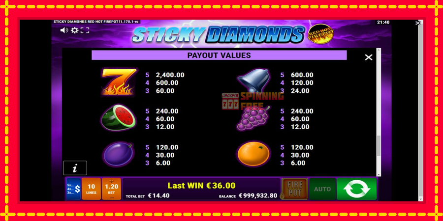 Sticky Diamonds Red Hot Firepot mesin slot dengan animasi cerah, gambar 6