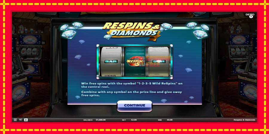 Respins Diamonds mesin slot dengan animasi cerah, gambar 1