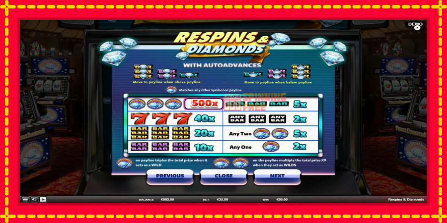 Respins Diamonds mesin slot dengan animasi cerah, gambar 5