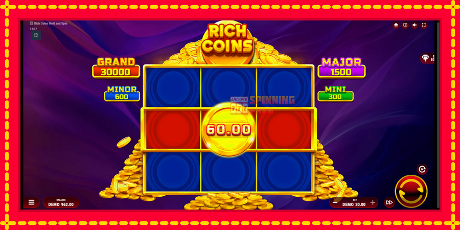 Rich Coins Hold and Spin mesin slot dengan animasi cerah, gambar 3