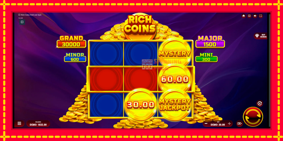 Rich Coins Hold and Spin mesin slot dengan animasi cerah, gambar 5