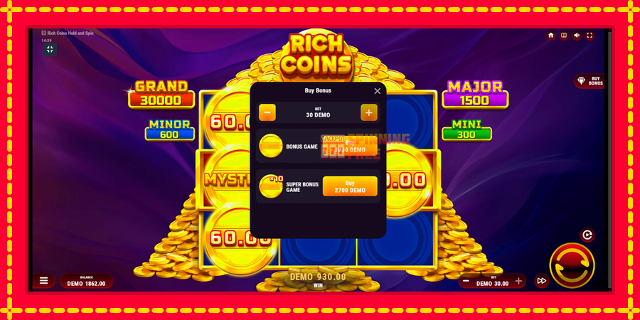 Rich Coins Hold and Spin mesin slot dengan animasi cerah, gambar 7