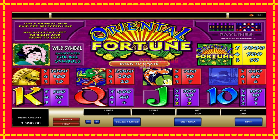 Oriental Fortune mesin slot dengan animasi cerah, gambar 5