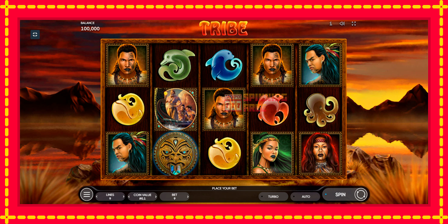 Tribe mesin slot dengan animasi cerah, gambar 1