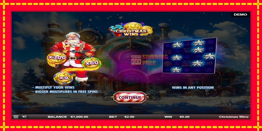 Christmas Wins mesin slot dengan animasi cerah, gambar 1