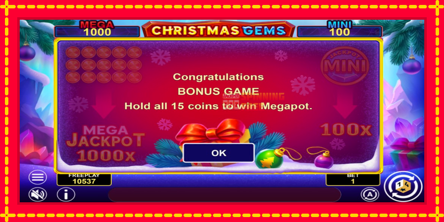 Christmas Gems Hold & Win mesin slot dengan animasi cerah, gambar 6