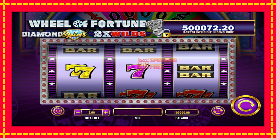 Wheel of Fortune Diamond Spins 2x Wilds mesin slot dengan animasi cerah, gambar 1