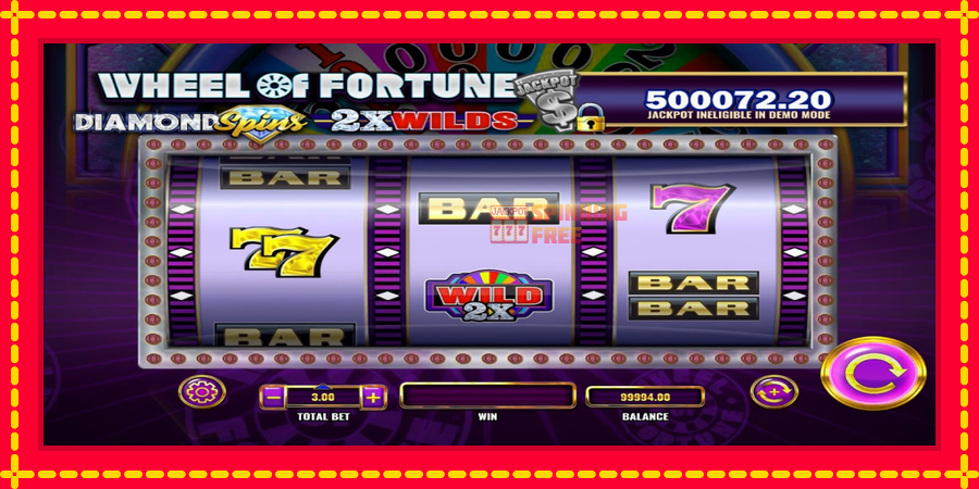 Wheel of Fortune Diamond Spins 2x Wilds mesin slot dengan animasi cerah, gambar 2