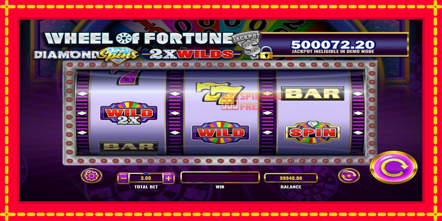 Wheel of Fortune Diamond Spins 2x Wilds mesin slot dengan animasi cerah, gambar 3