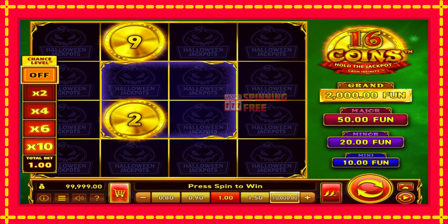 16 Coins Grand Gold Edition Halloween Jackpots mesin slot dengan animasi cerah, gambar 2