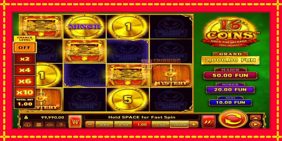 16 Coins Grand Gold Edition Halloween Jackpots mesin slot dengan animasi cerah, gambar 3