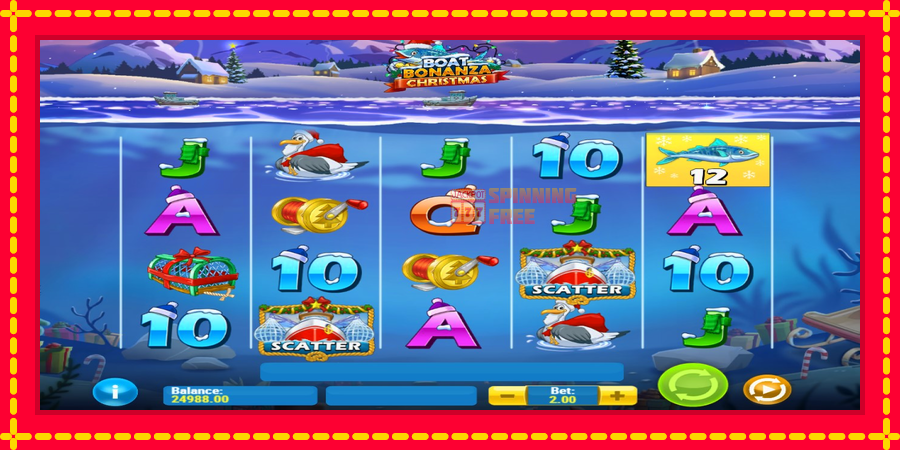 Boat Bonanza Christmas mesin slot dengan animasi cerah, gambar 3