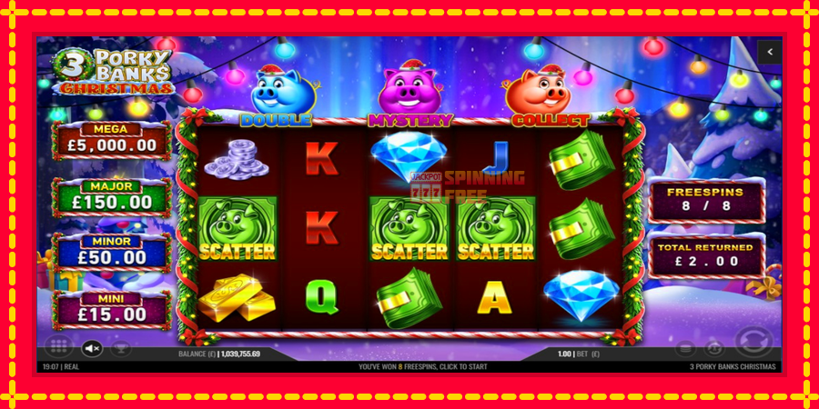 3 Porky Banks Christmas mesin slot dengan animasi cerah, gambar 3