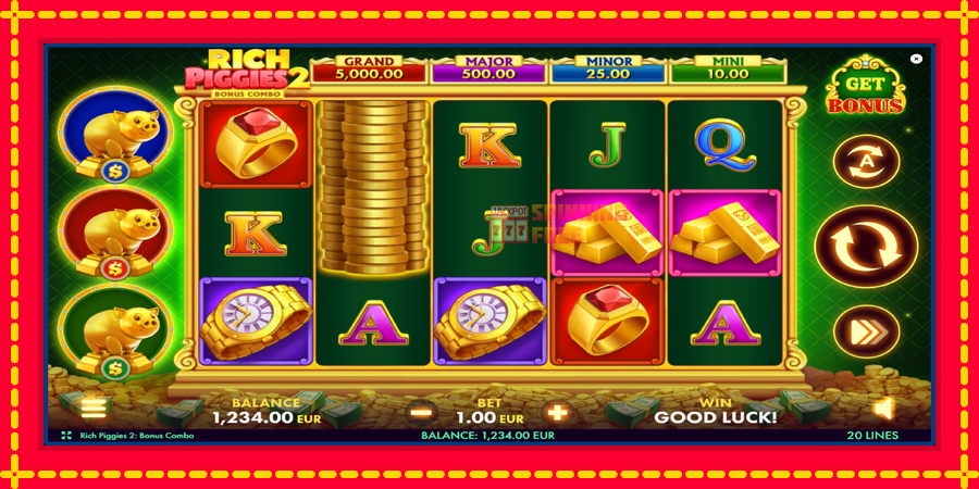 Rich Piggies 2: Bonus Combo mesin slot dengan animasi cerah, gambar 2