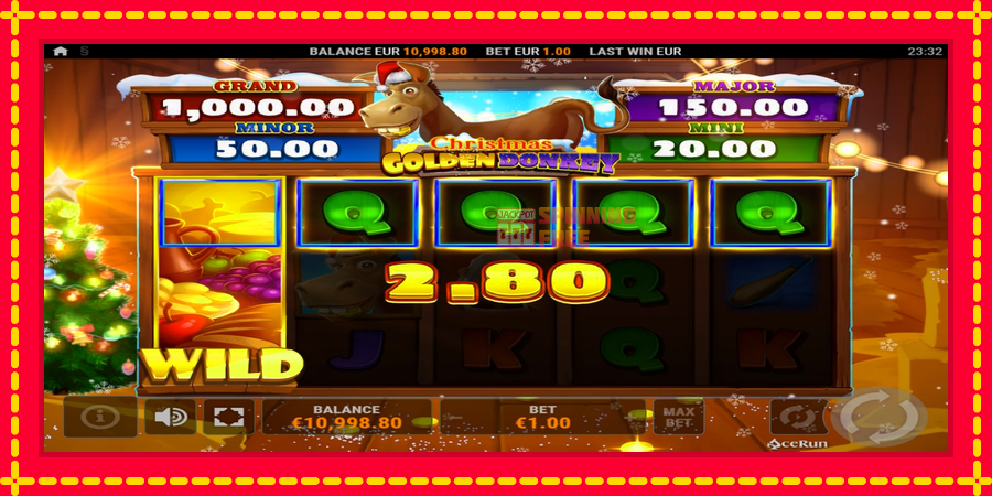 Golden Donkey Christmas mesin slot dengan animasi cerah, gambar 3