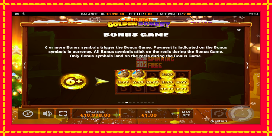 Golden Donkey Christmas mesin slot dengan animasi cerah, gambar 6