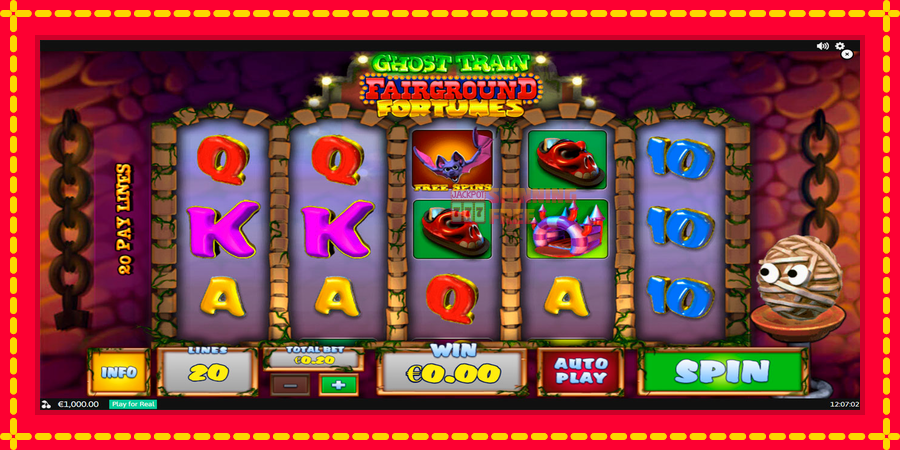 Fairground Fortunes Ghost Train mesin slot dengan animasi cerah, gambar 1