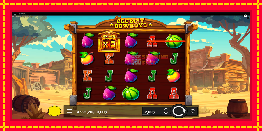 Clumsy Cowboys mesin slot dengan animasi cerah, gambar 3