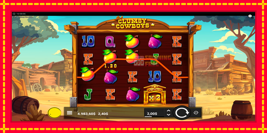 Clumsy Cowboys mesin slot dengan animasi cerah, gambar 4