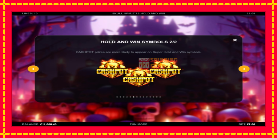 Skull Spirit 7s Hold and Win mesin slot dengan animasi cerah, gambar 6