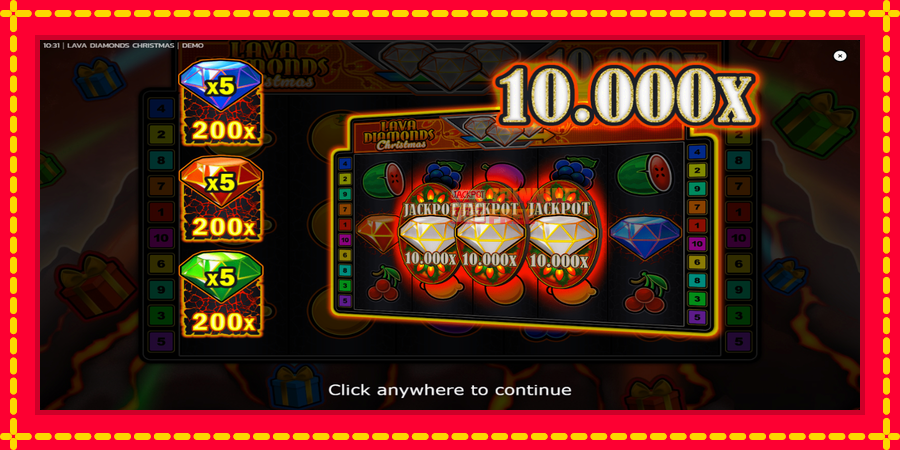 Lava Diamonds Christmas mesin slot dengan animasi cerah, gambar 1