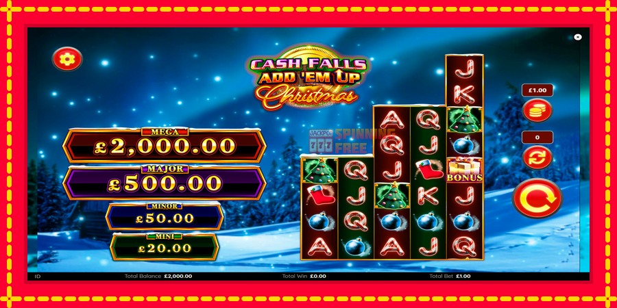 Cash Falls: Add Em Up Christmas mesin slot dengan animasi cerah, gambar 1